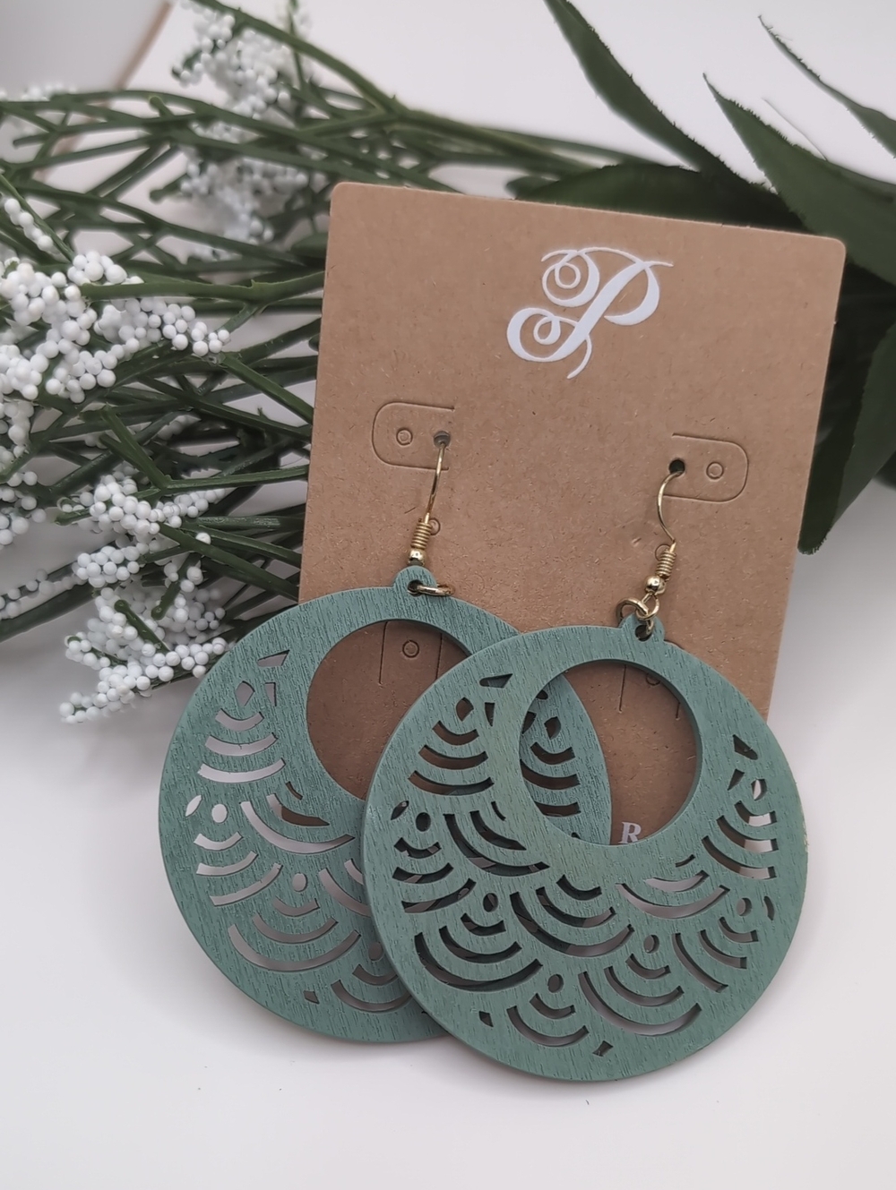 Plunder Teal Cutout Hoop Earrings NEW!